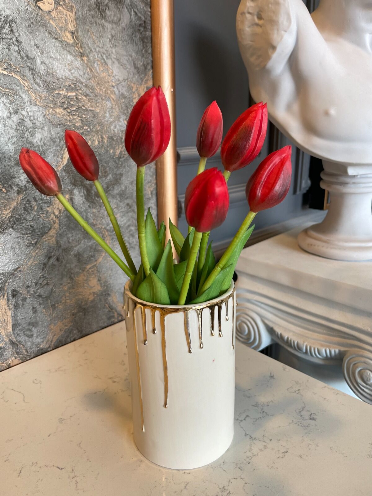 Gold Şelale Düz Vazo