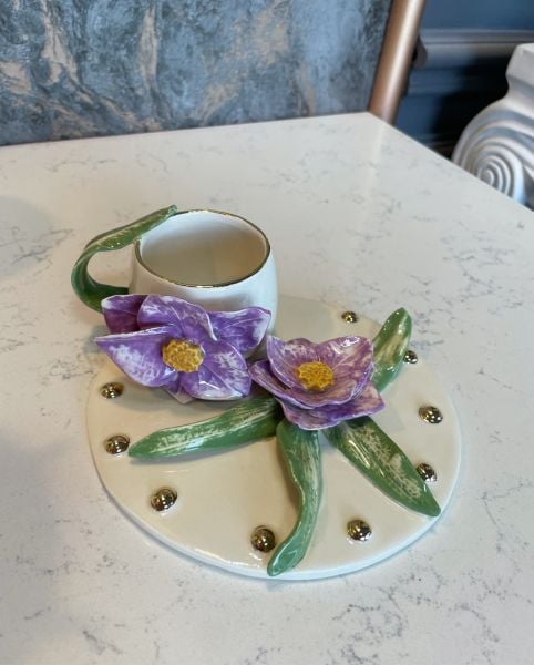 Çiçekli Türk Kahvesi Fincanı