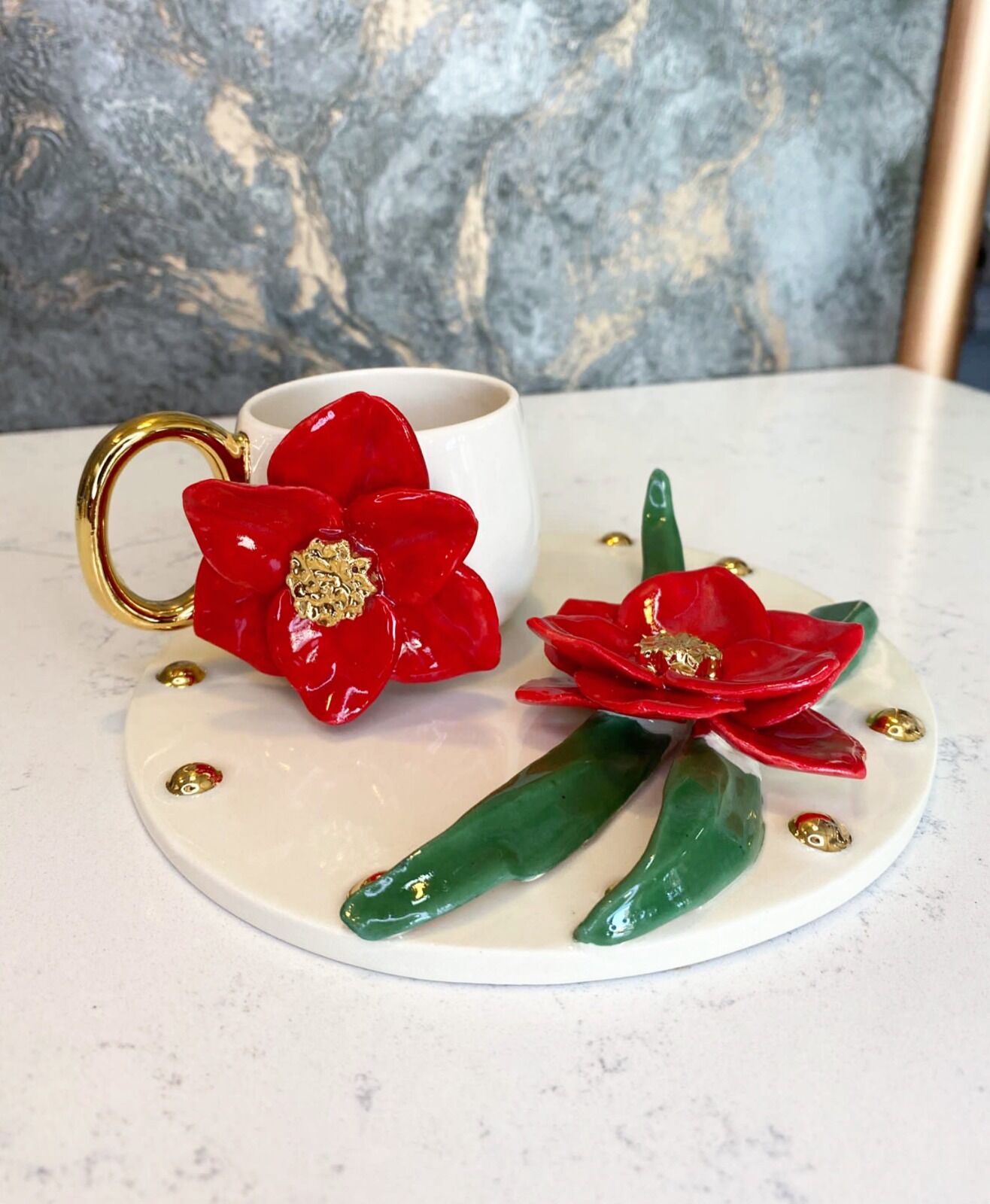 Çiçekli Türk Kahvesi Fincanı