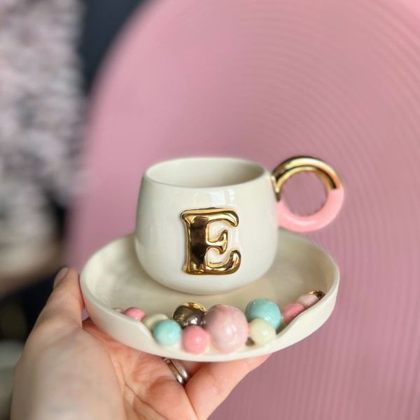 Harfli Sweety Gökkuşağı Türk kahvesi fincanı