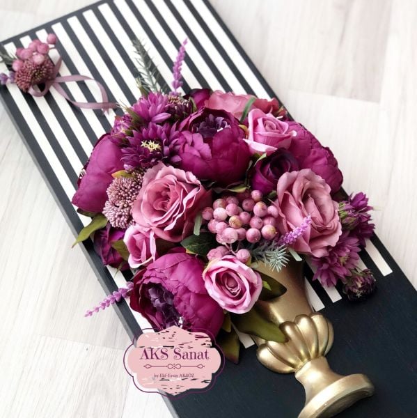 Çizgili Çiçekli Tablo İkili