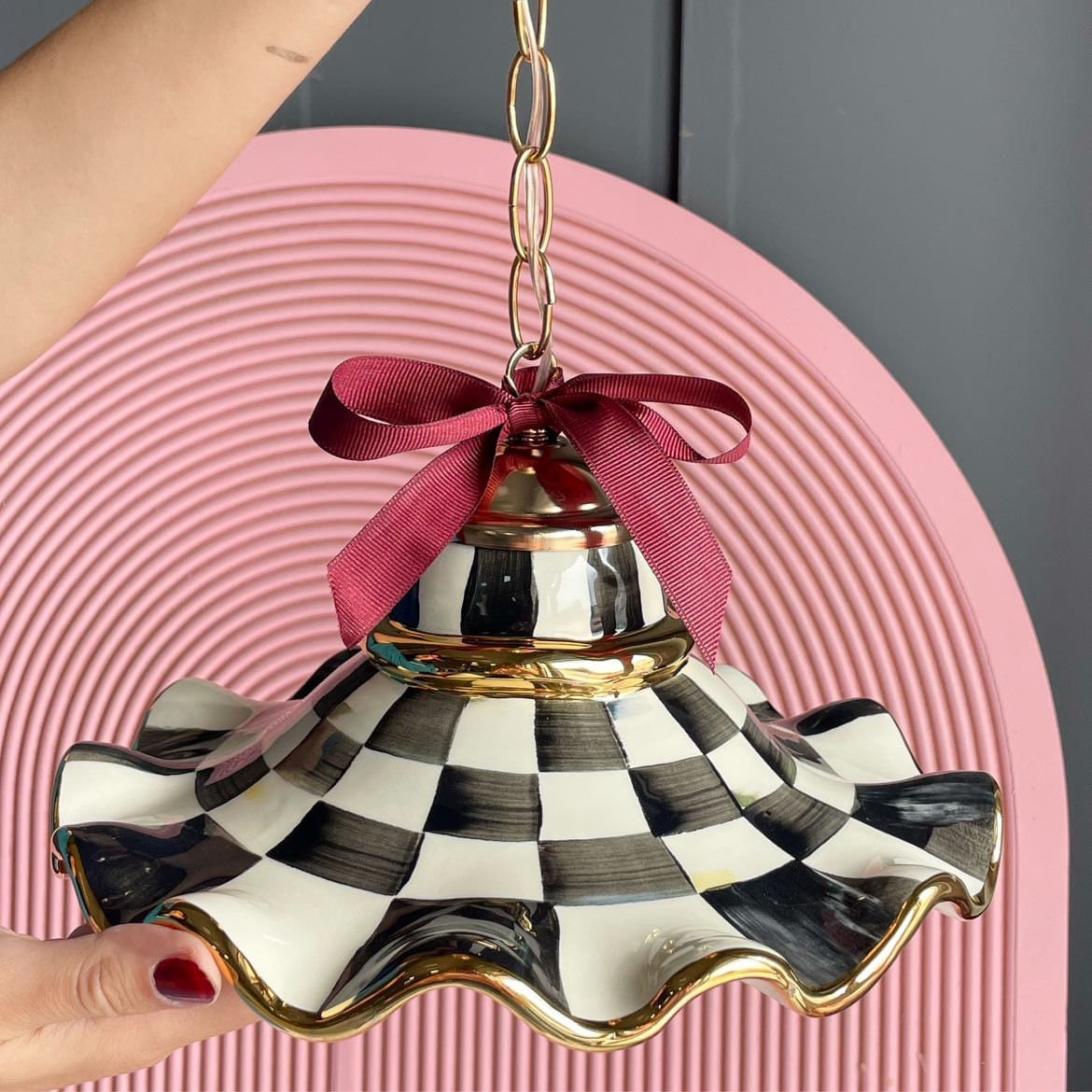 Damalı Fırfırlı Küçük Avize