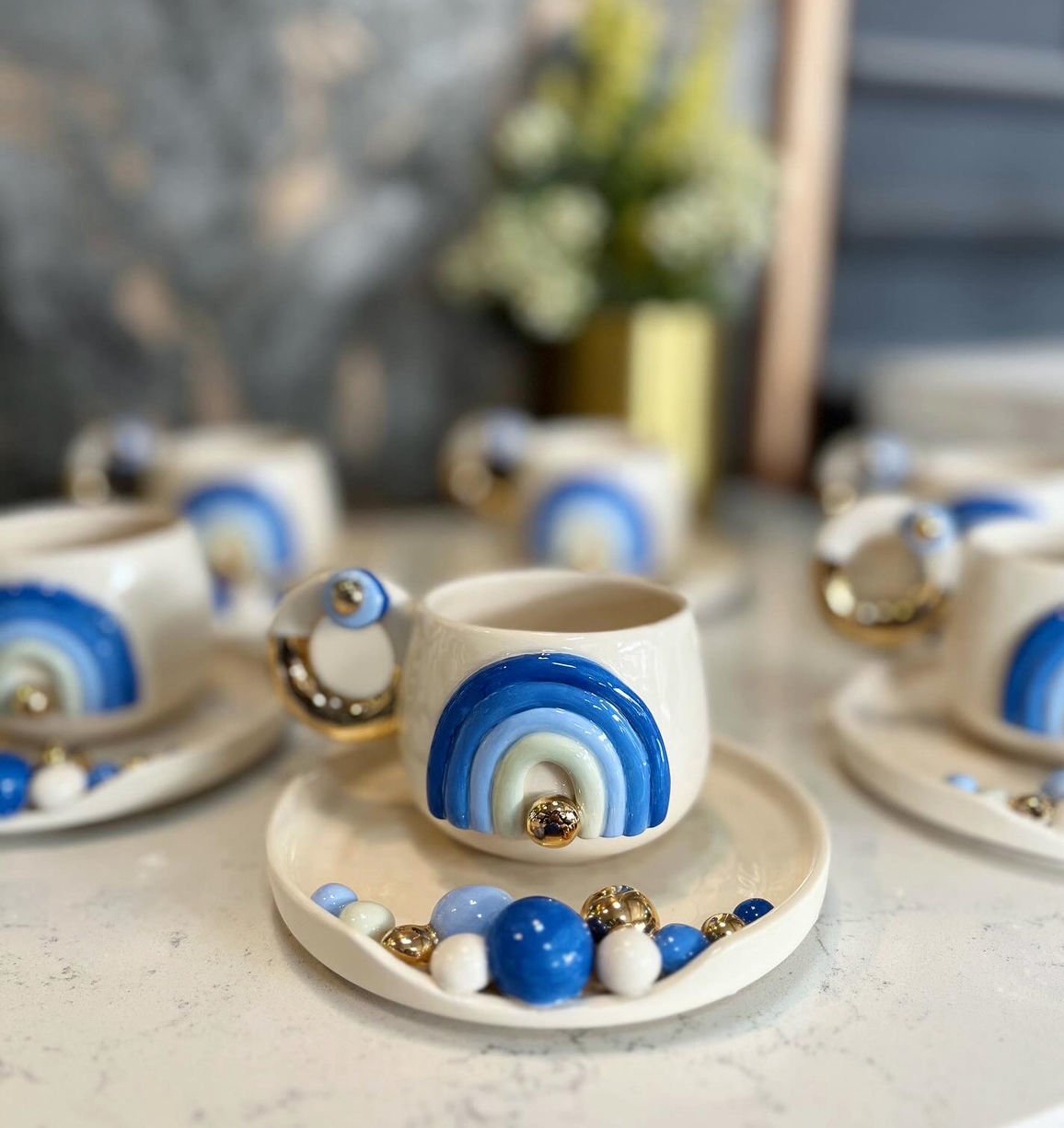 Nazar Gökkuşağı Türk kahvesi fincanı