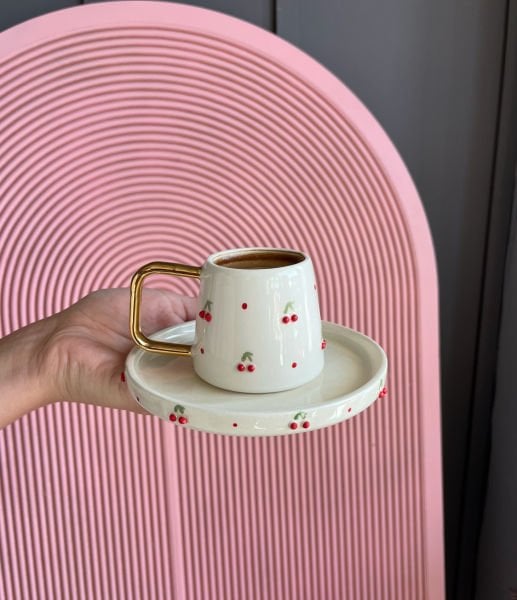 Kirazlı Konik Türk Kahvesi Fincanı