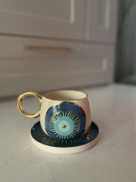 Turkuaz Nazar Göz Fincan