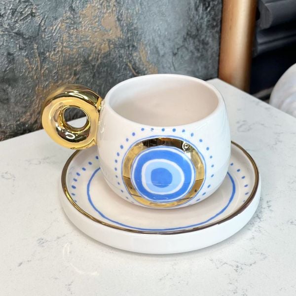 Nazar Göz Double Türk Kahvesi Fincanı