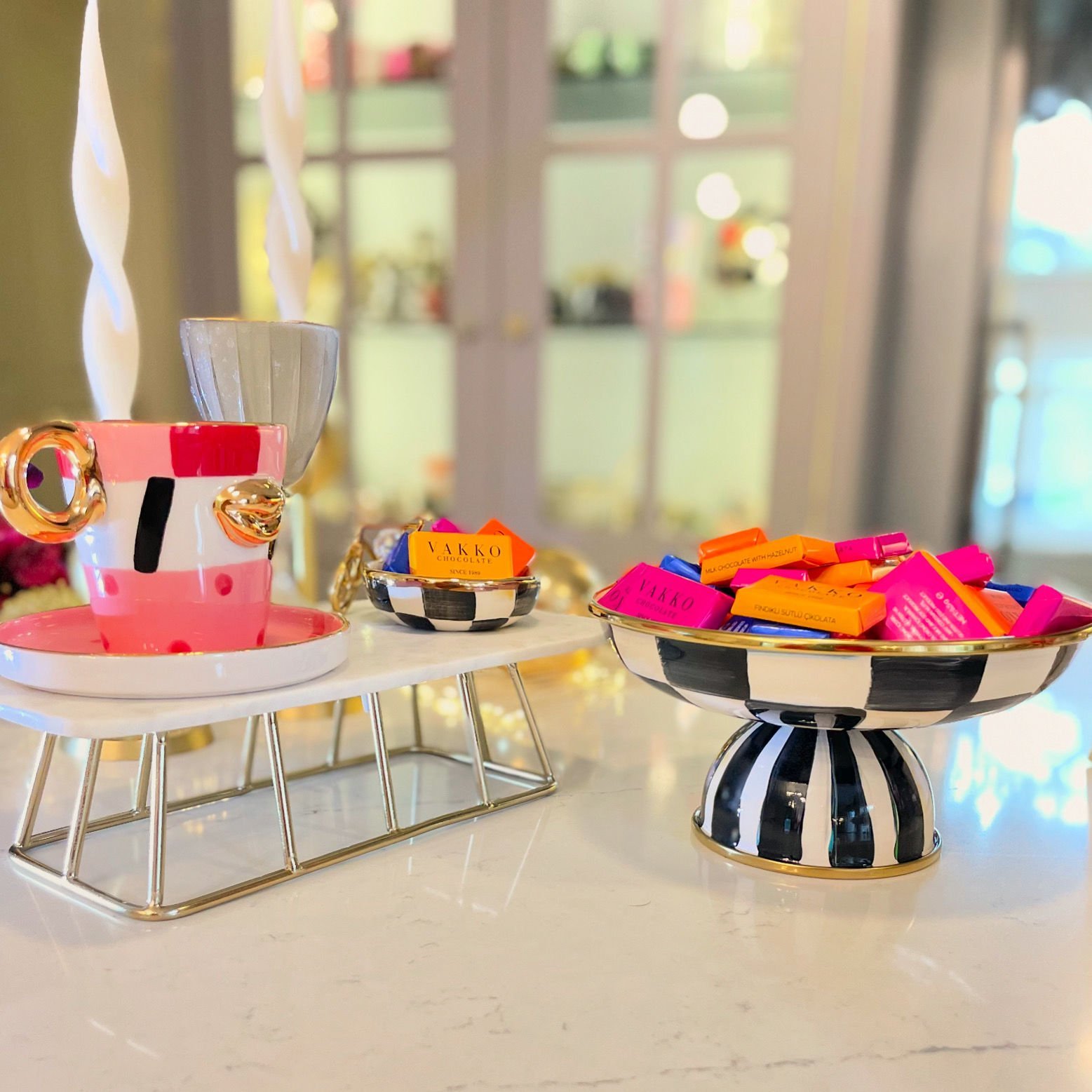 Damalı Ayaklı Kase/Şekerlik