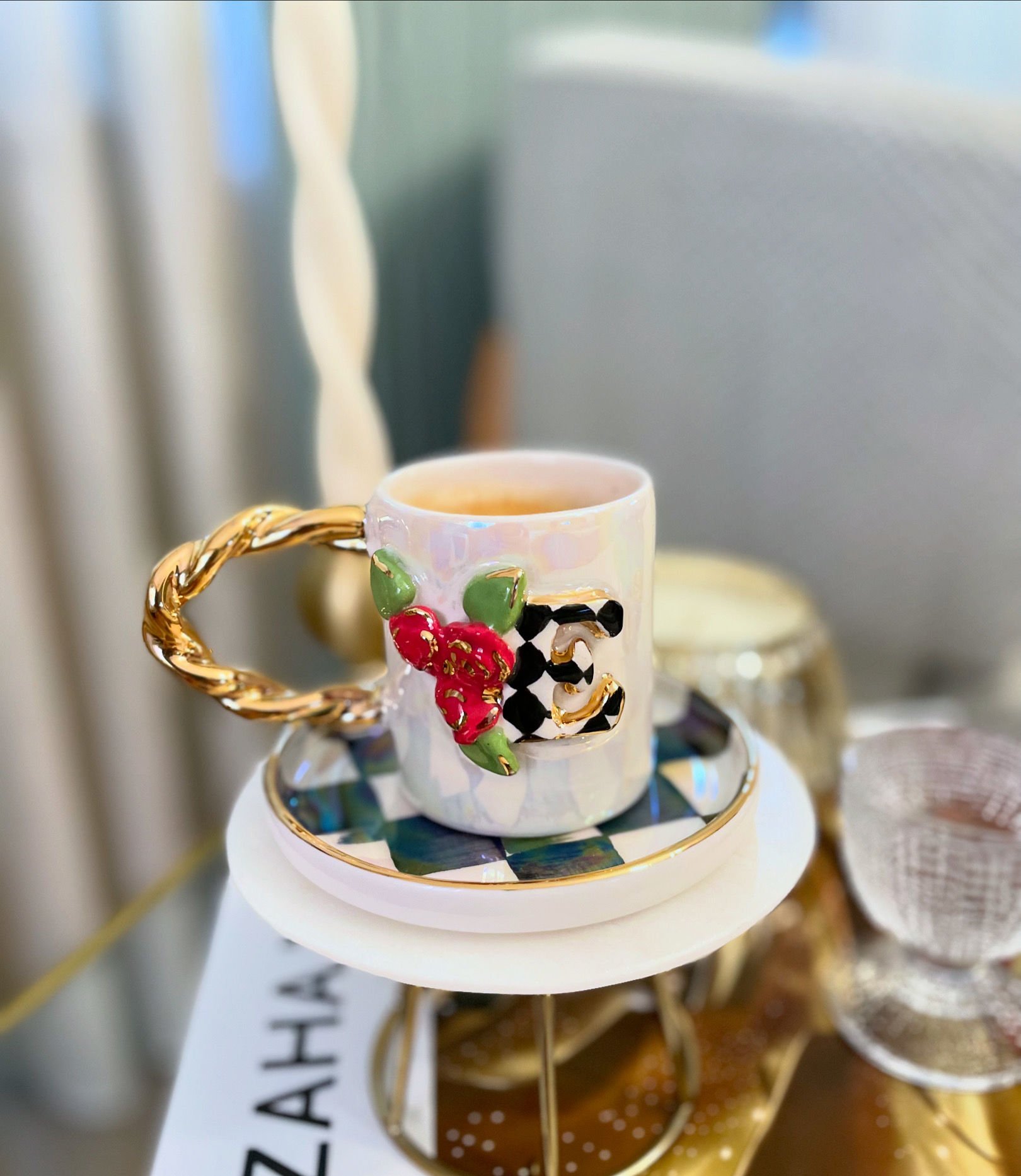 Harfli Türk kahvesi fincanı(kırmızı)