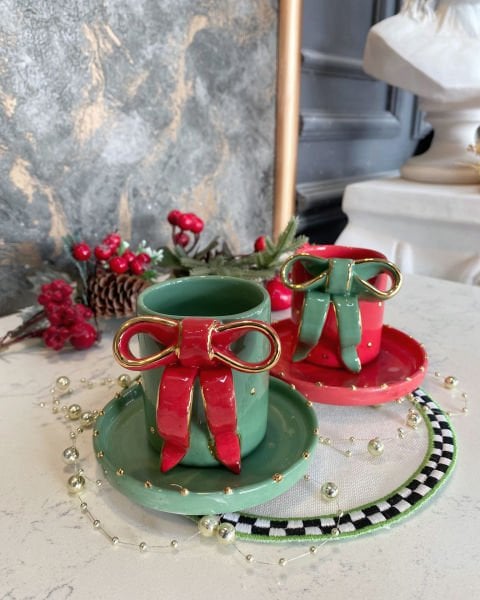 Kurdele Türk Kahvesi Fincanı Yeşil