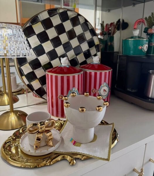 Kurdele Türk Kahvesi fincanı Krem-Gold